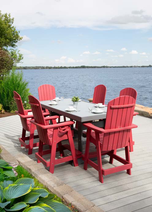 PolyScape structural plastic lumber furniture, a table and chairs made from recovered material, installed on a lakeside dock